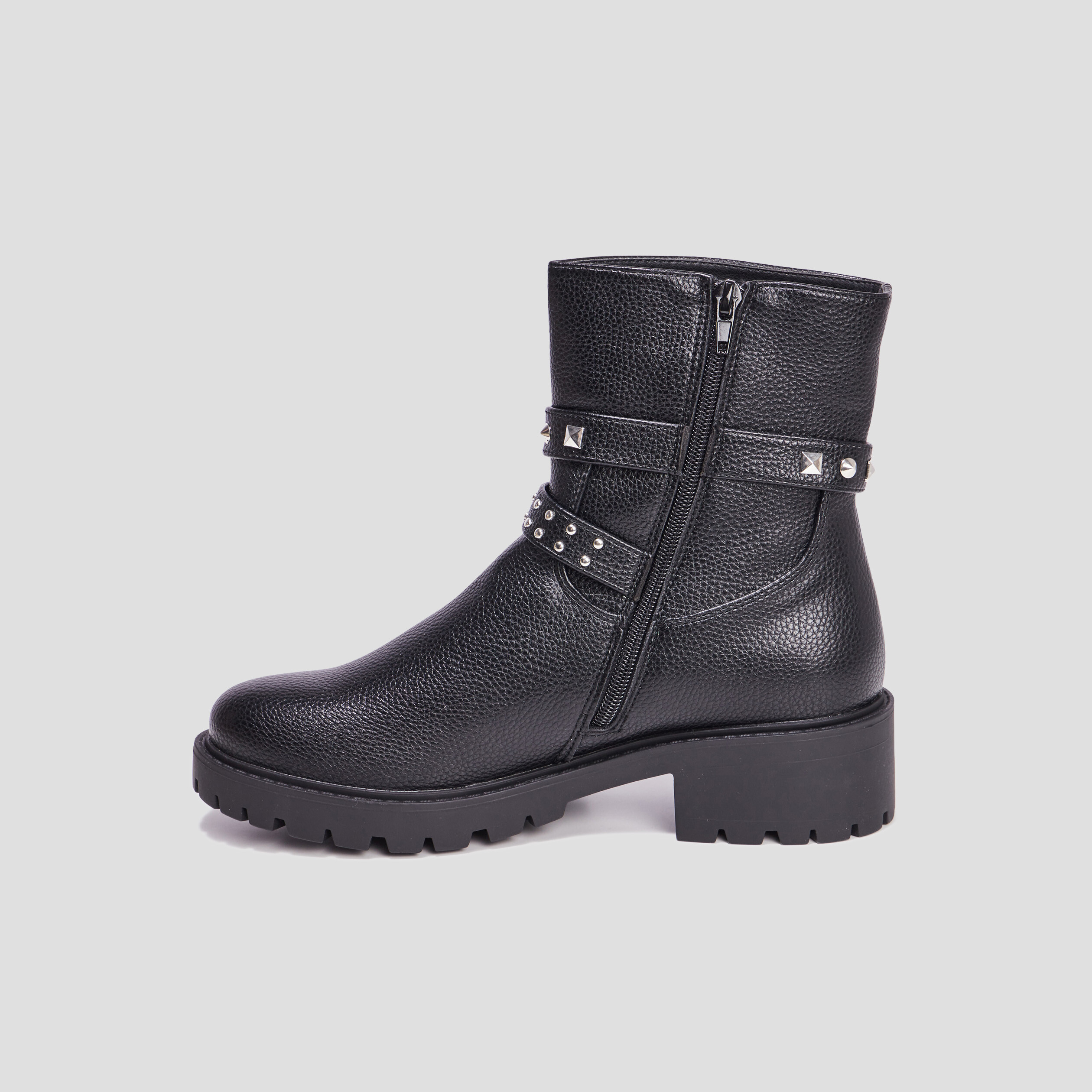 Bottines boucles et clous à talons noir femme | La Halle