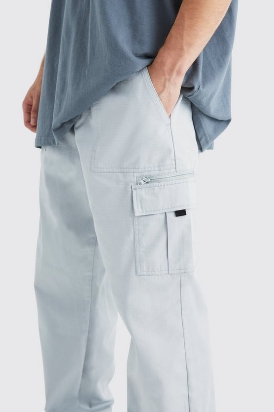 Tall elastische Ripstop Cargo-Hose mit Reißverschluss