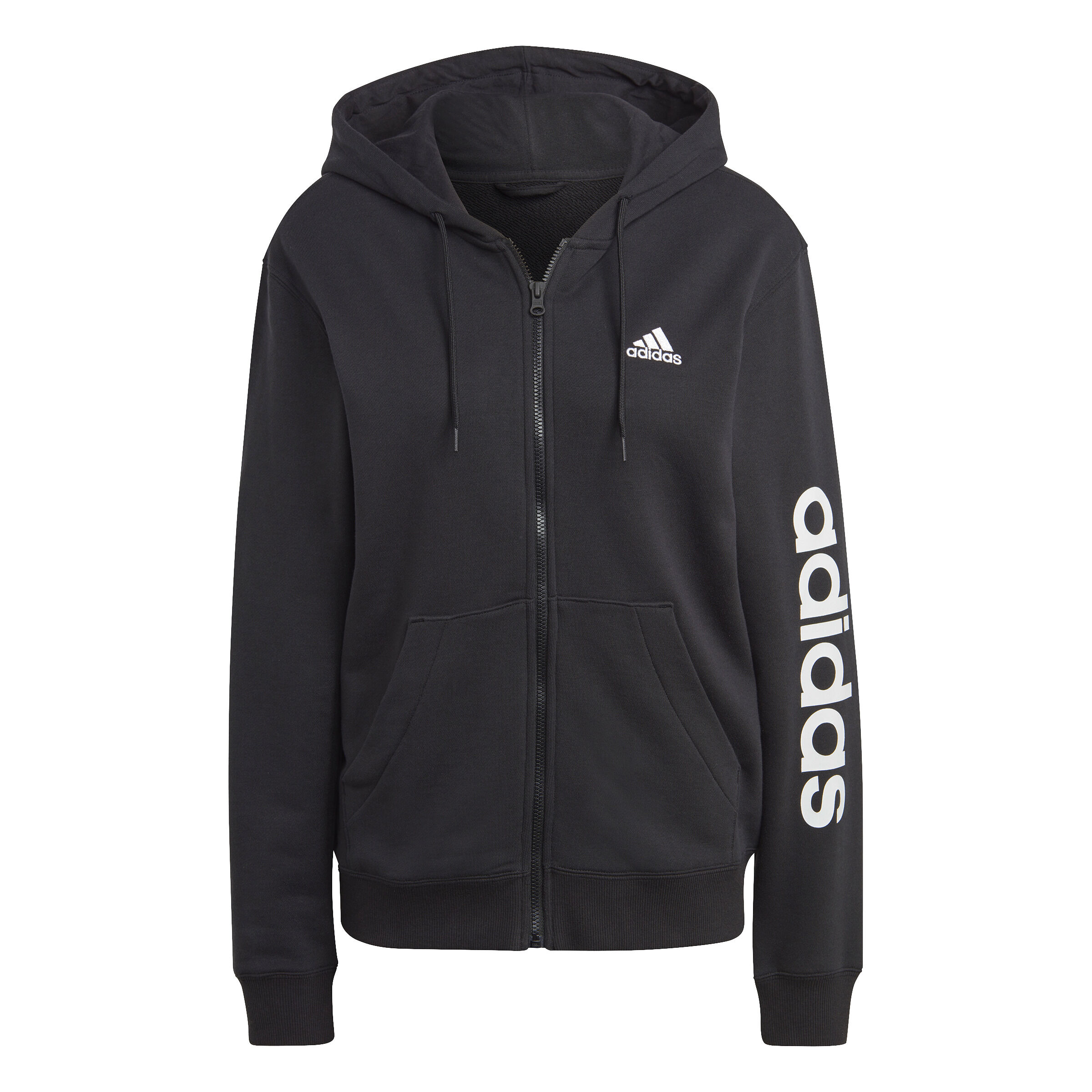 Linear French Terry Full Zip Sweatjacke Damen - Schwarz, Weiß