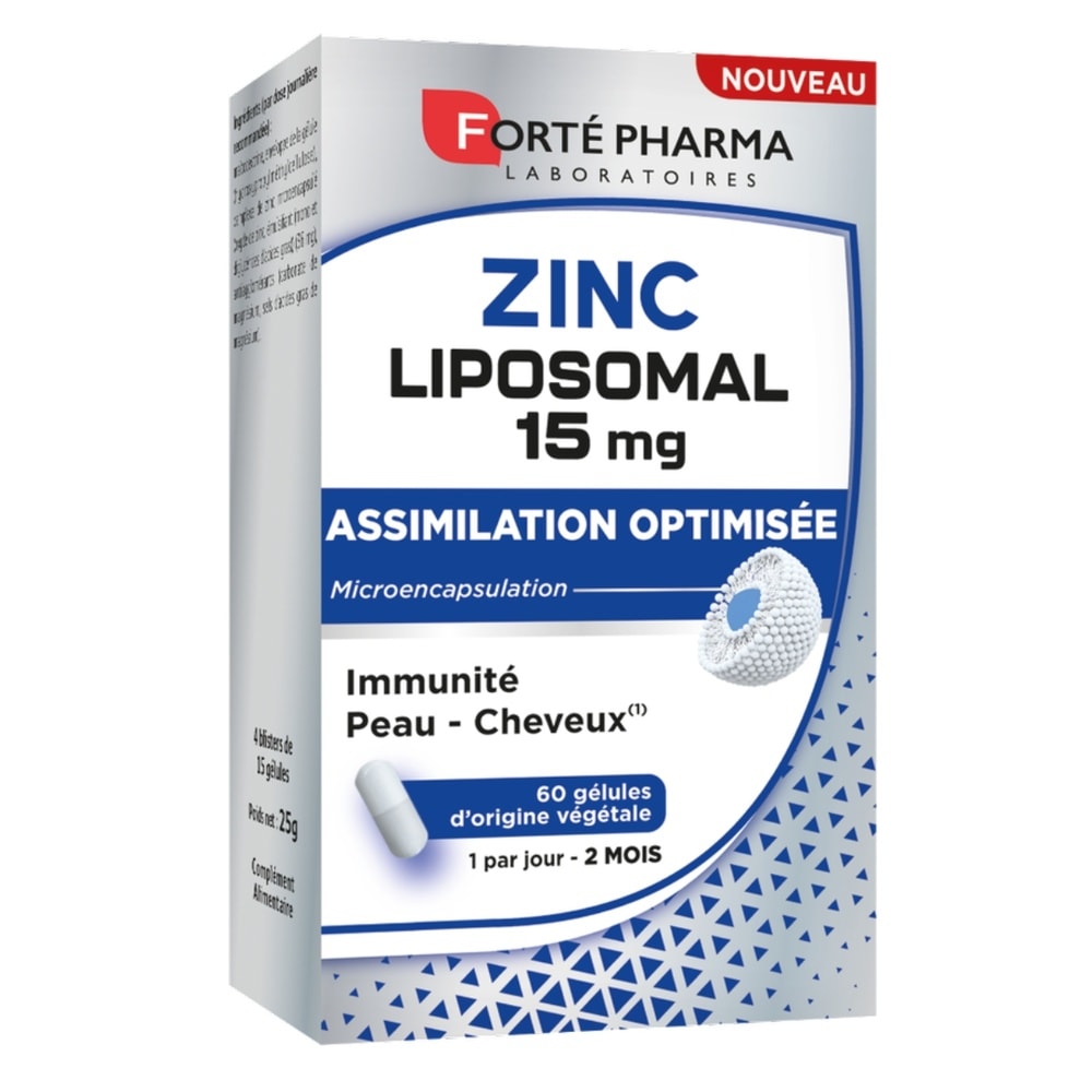 FORTE PHARMA Zinc Liposomal 15 mg - Défenses Immunitaires, Beauté de la Peau, Cheveux, Ongles Complément alimentaire beauté & immunité