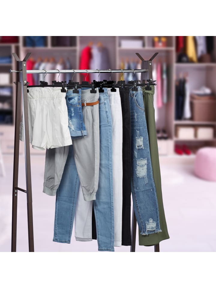 relaxdays 10er-Set: Hosenbügel in Schwarz günstig kaufen onesize