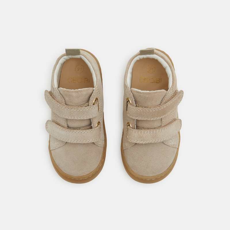 Bottillons 1ers pas souples pailletés beige bébé fille
