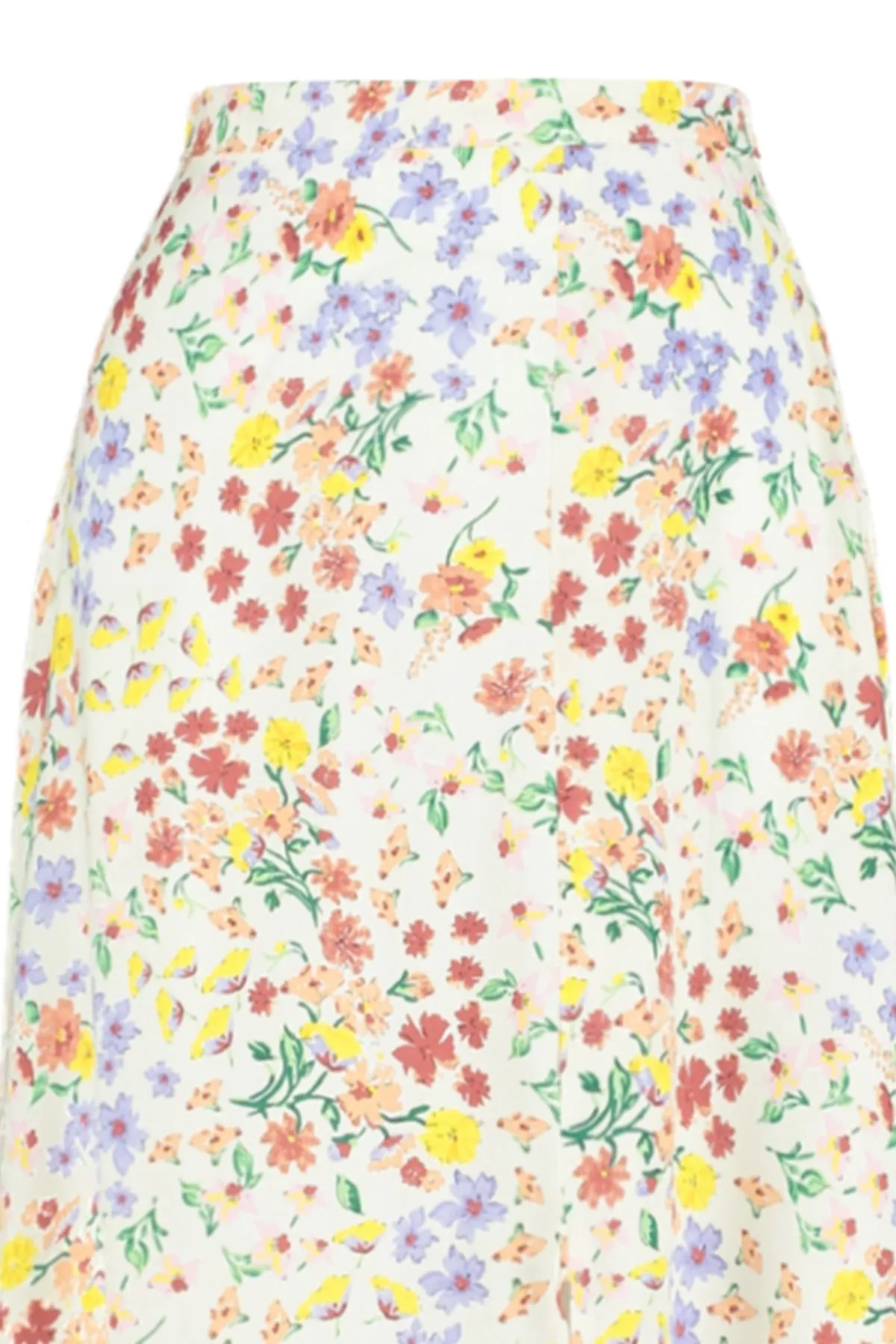 Trendyol Collection  Ecrufarbener Midi-Webrock aus Viskosestoff mit detailliertem Blumenmuster und Schlitz TWOSS20ET0230