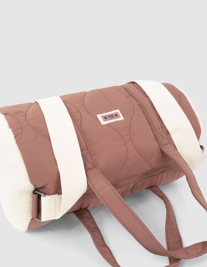 Sac bowling rose matelassé et Sherpa écru fille
