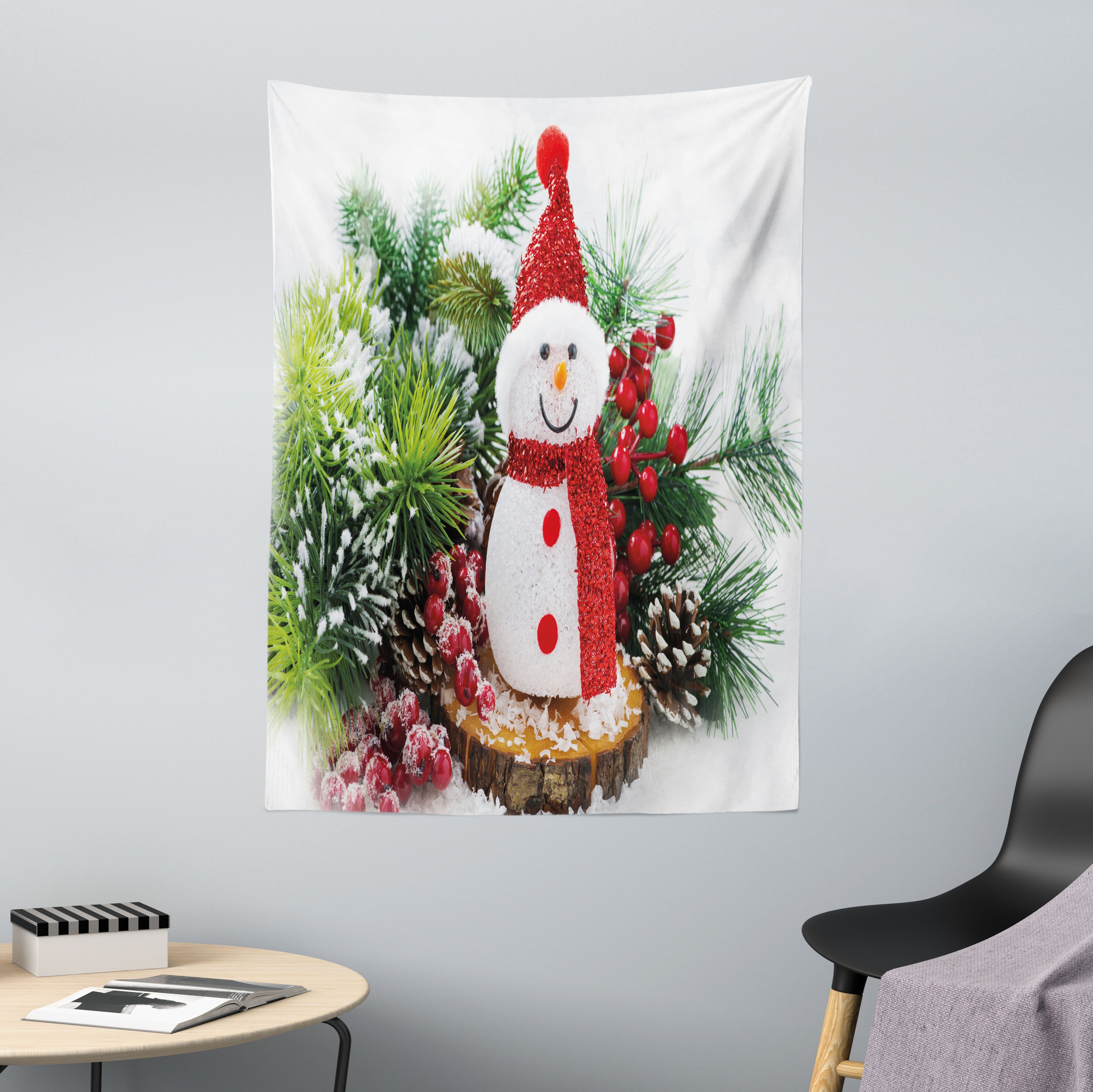 Wandteppich aus Weiches Mikrofaser Stoff Für das Wohn und Schlafzimmer, Abakuhaus, rechteckig, Weihnachten lustige Schneemann