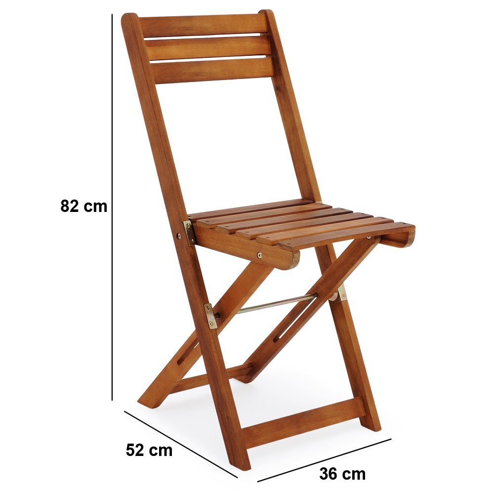 Casaria Balkonset Casaria, 3-Tlg Holz Klappbar Wetterfest 160kg Belastbarkeit Akazie 2 Personen