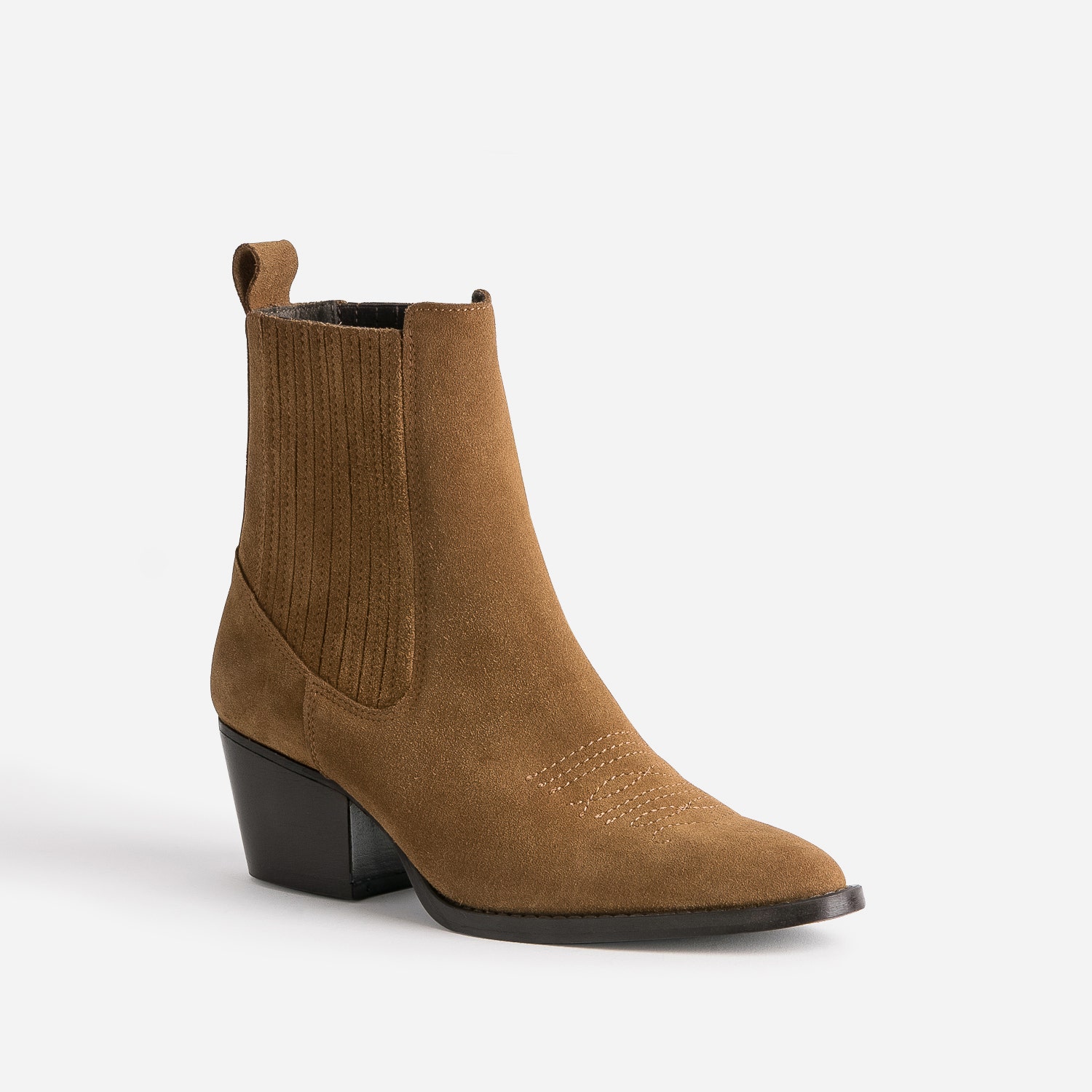 Chelsea boots santiags camel éco-conçu en cuir velours