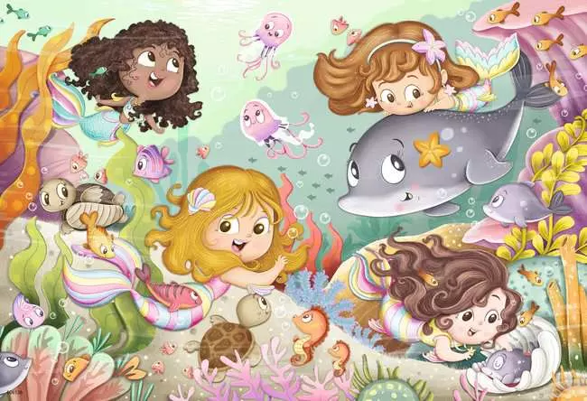 Kinderpuzzle ab 3 Jahren - Kleine Feen und Meerjungfrauen - 12 Teile