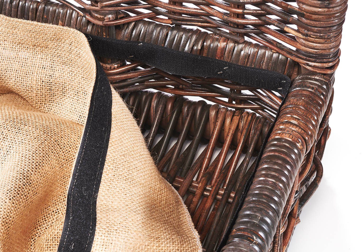 Kobolo Kaminholzregal Kaminholzablage - krabu Rattan - mit Leinenstoff, BxTxH:75x44x45 cm
