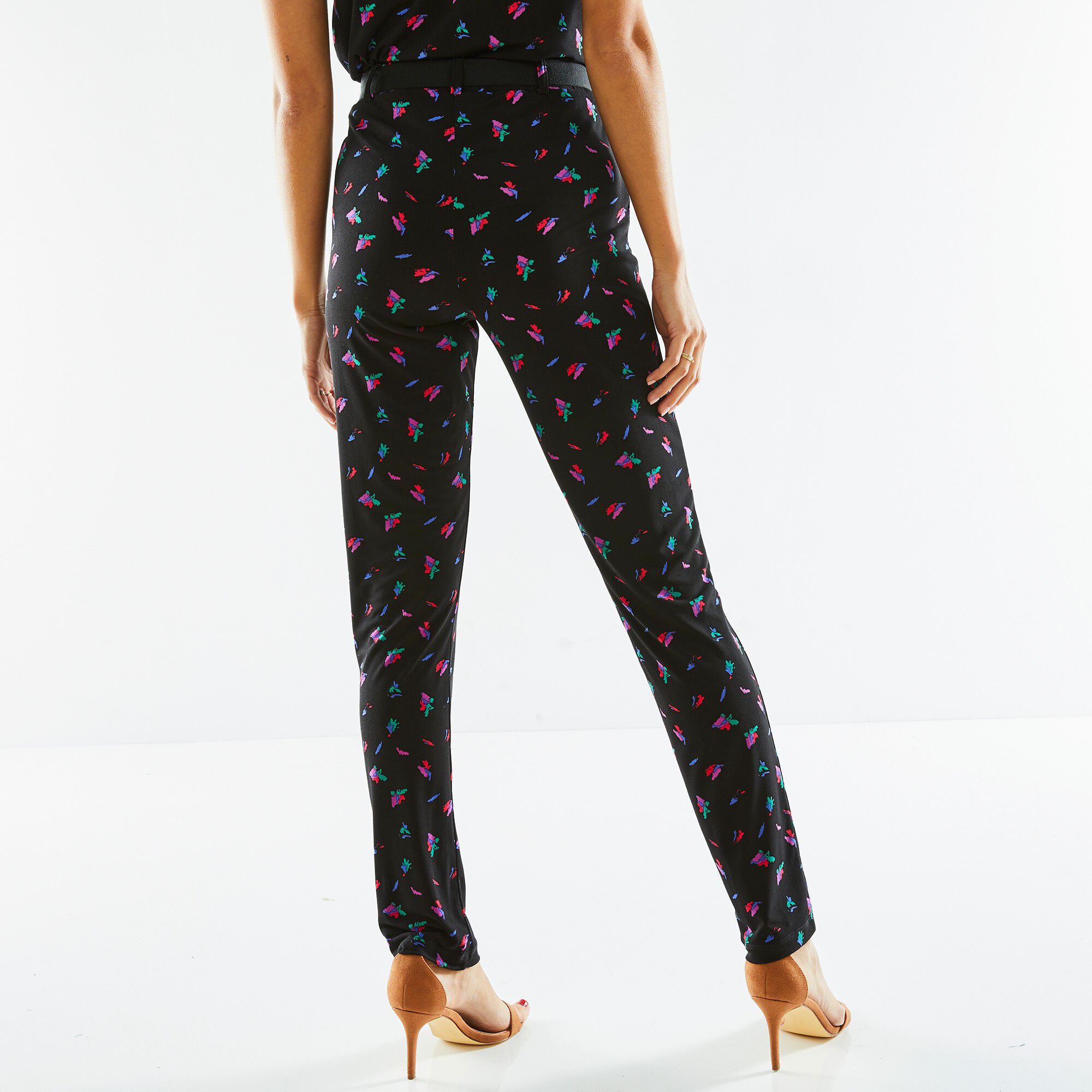 Pantalon coupe droite imprimé, maille