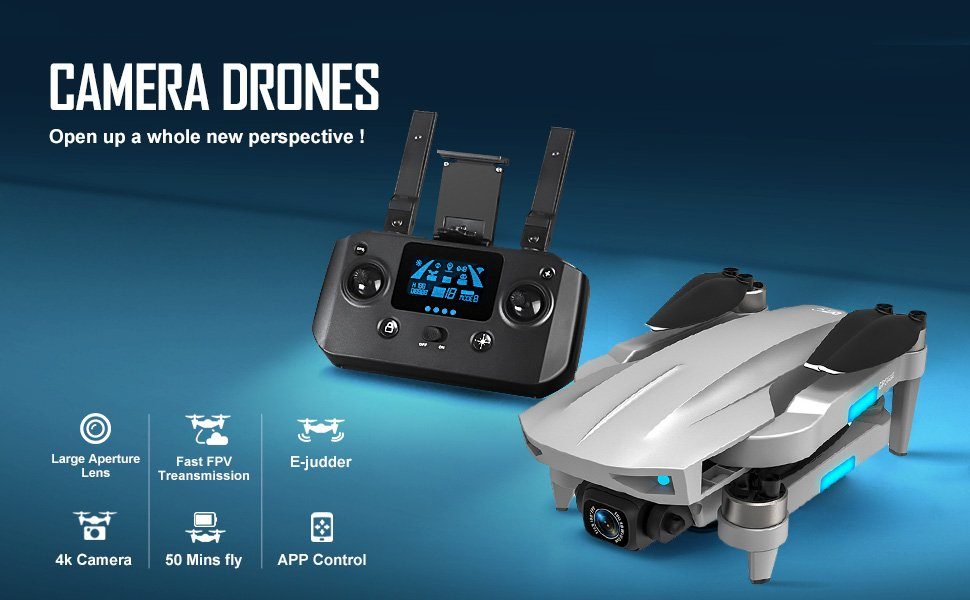 HHD Drohne (mit 4K Kamera,50 Min Flugzeit,1000m Reichweite,Brushless Motor,54 km/h)