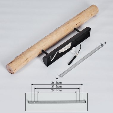 hofstein Deckenleuchte Lipusa längliche Deckenlampe aus Metall Schwarz und Holz, 3000 Kelvin, 1xLED 15 Watt, 1200 Lumen, über herkömmlichen Lichtschalter dimmbar