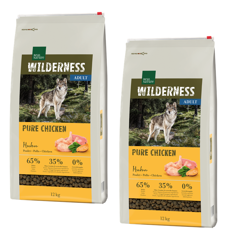 REAL NATURE Hundetrockenfutter REAL NATURE WILDERNESS Adult Pure Chicken 2x12 kg