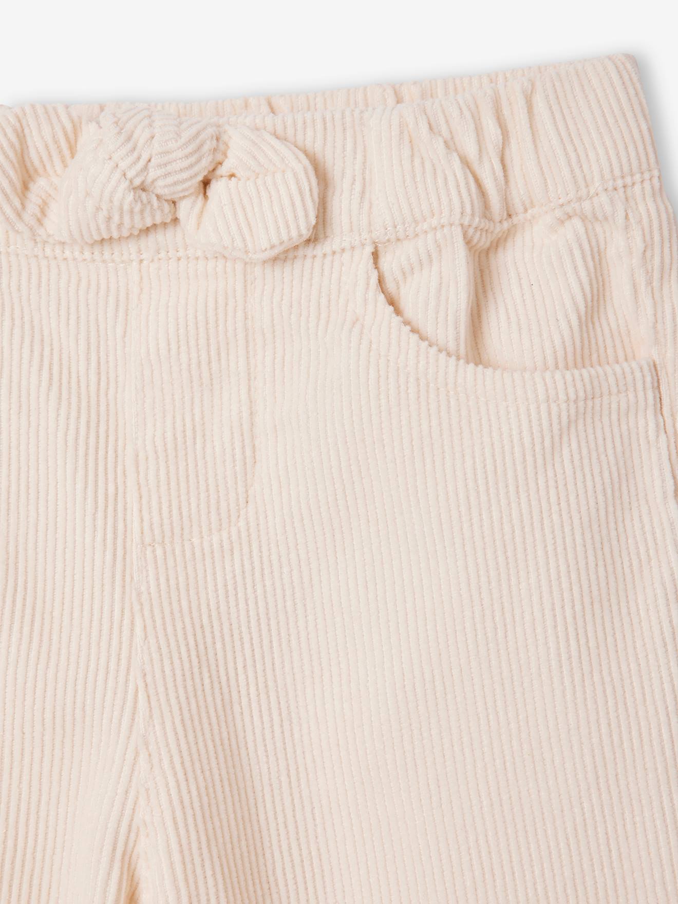 Pantalon mom fit bébé en velours côtelé écru