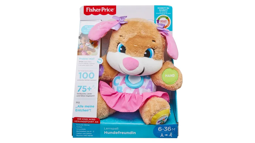 Fisher-Price Lernspaß Hundefreundin, Baby-Spielzeug, Kuscheltier, Lernspielzeug