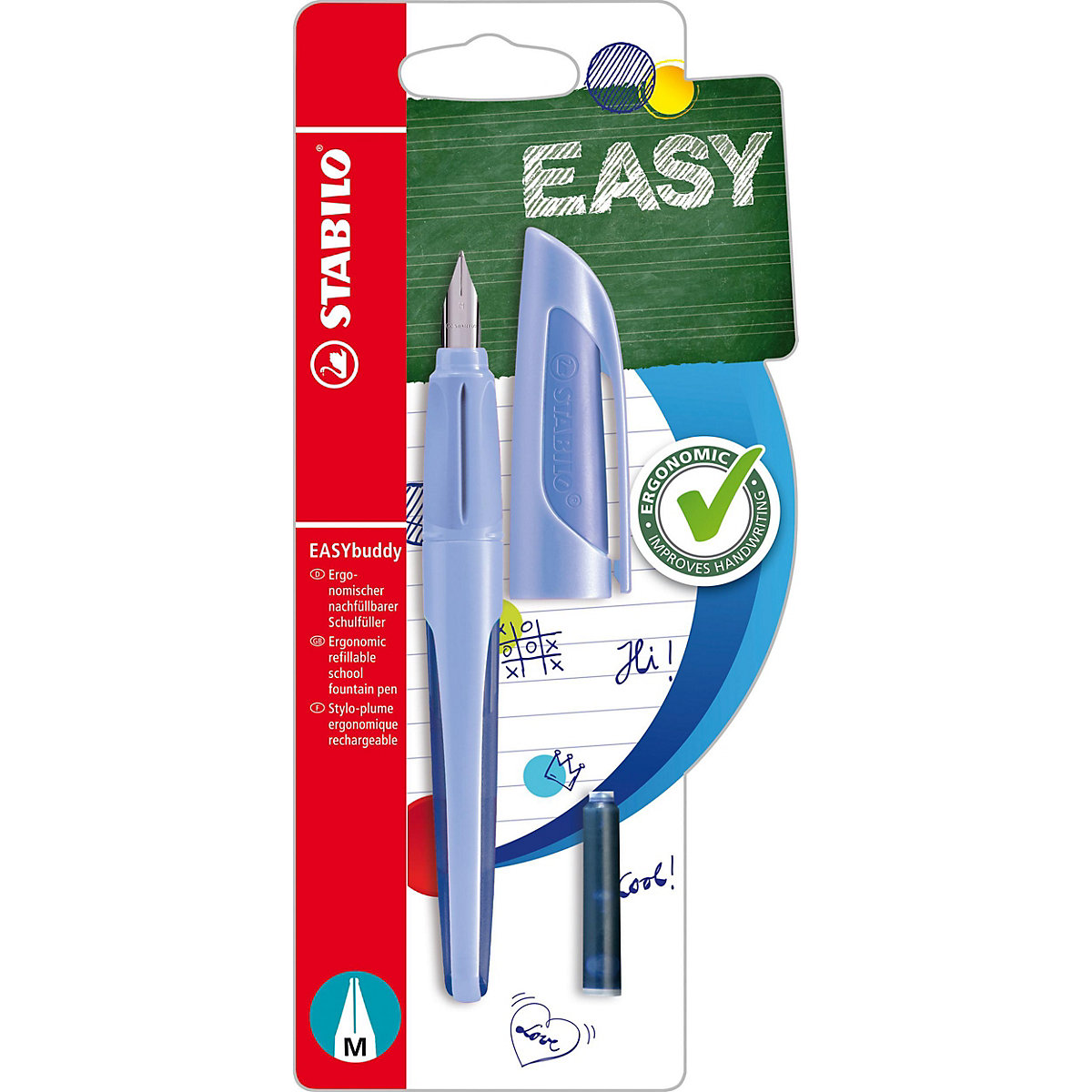 Schulfüller EASYbuddy M-Feder Pastel Wolkenblau, inkl. Patrone
