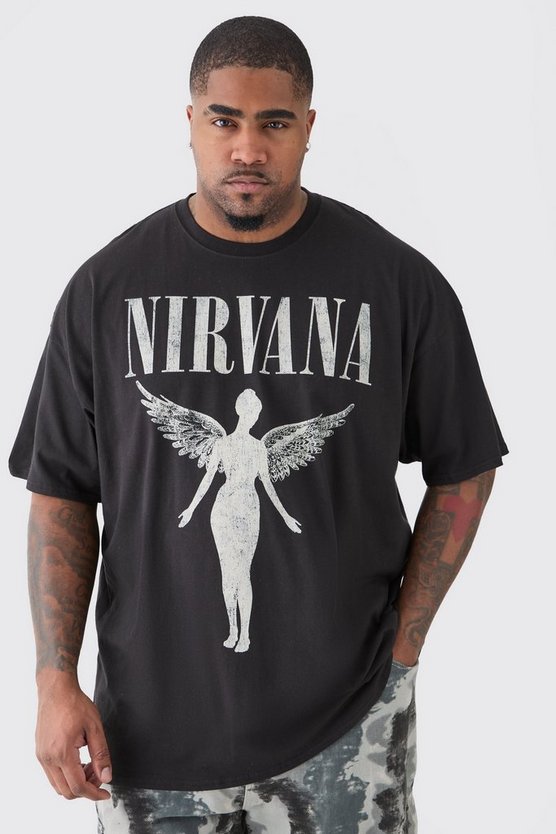 Plus T-Shirt mit lizenziertem Nirvana Tour Dates Print