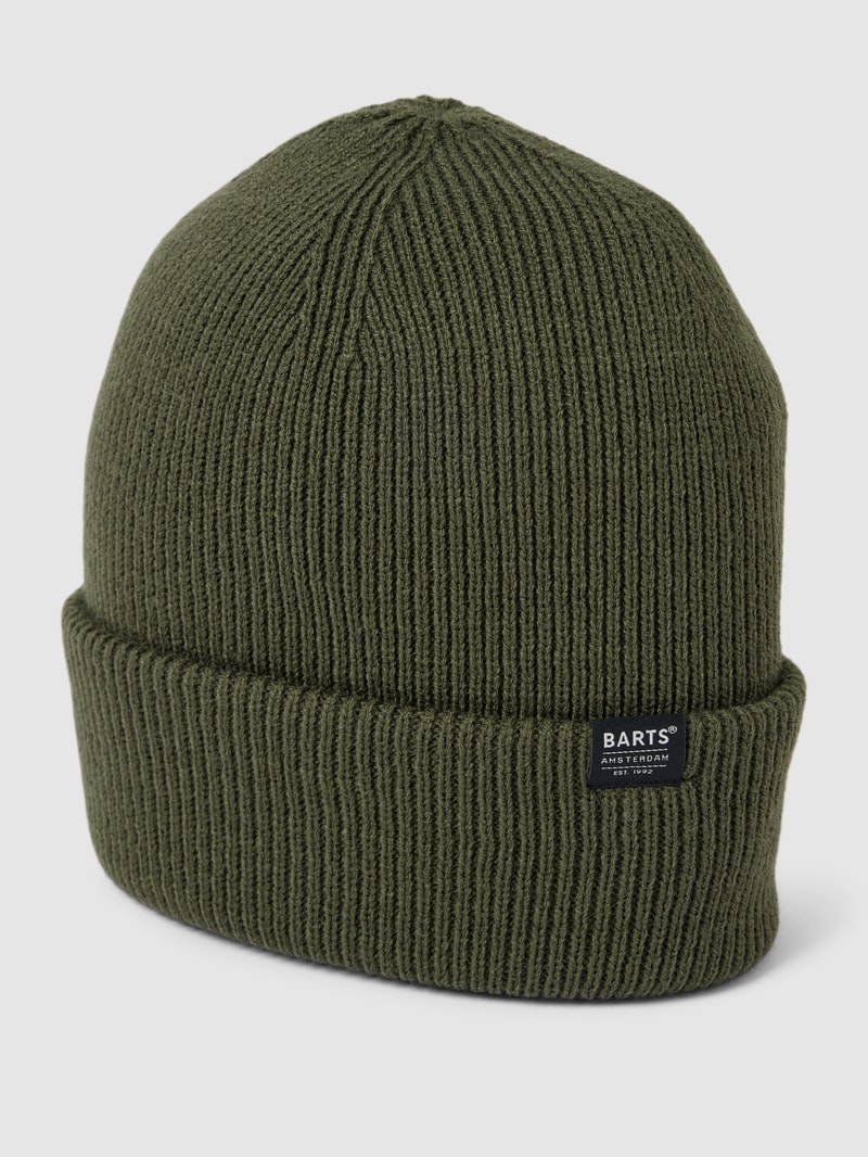 Beanie mit Label-Detail Modell 'KINABALU' in olivgrün