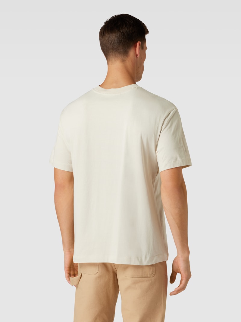 Oversized T-Shirt mit Label-Print Modell 'BLOCKING' in beige