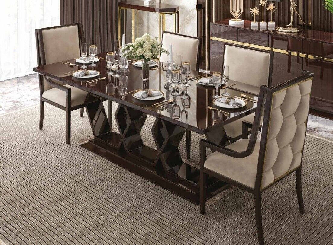 JVmoebel Esszimmer-Set Luxus Esszimmer Set Esstisch 6x Stühle Stuhl Von Holz Neu Essgruppe, (7-St., 1x Esstisch + 6x Stühle), Made in Europa