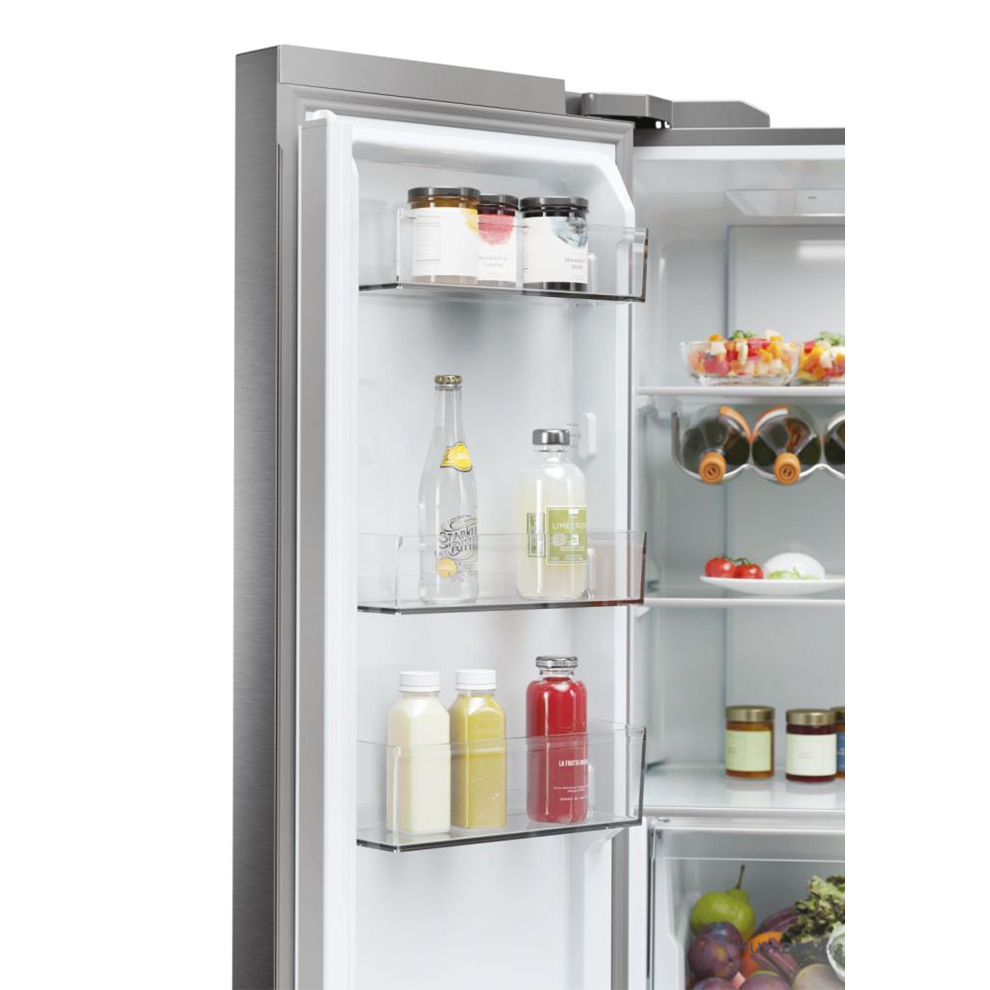 Haier Multi Door Edelstahlfront HCR5919ENMP, 190 cm hoch, 90,5 cm breit, Total No Frost, 55 cm Tief, Türdisplay, LED Beleuchtung