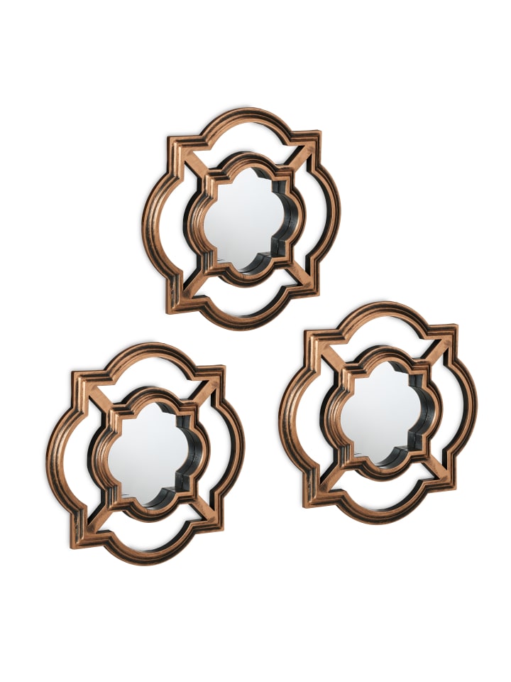 relaxdays 3 x Spiegel in Gold/ Schwarz - (B)25,5 x(H)25,5 cm günstig kaufen onesize