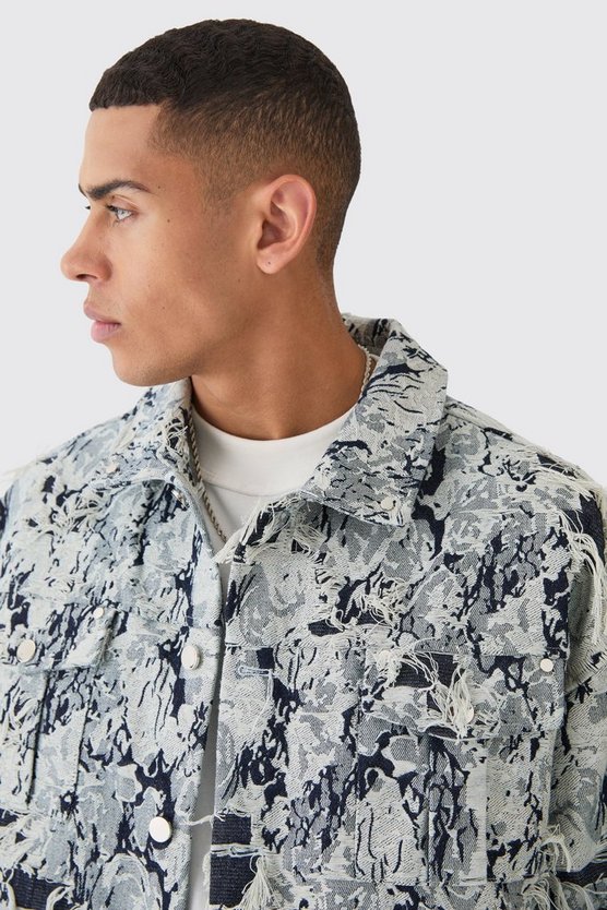 Lil Tjay Kastige zerrissene Jeansjacke
