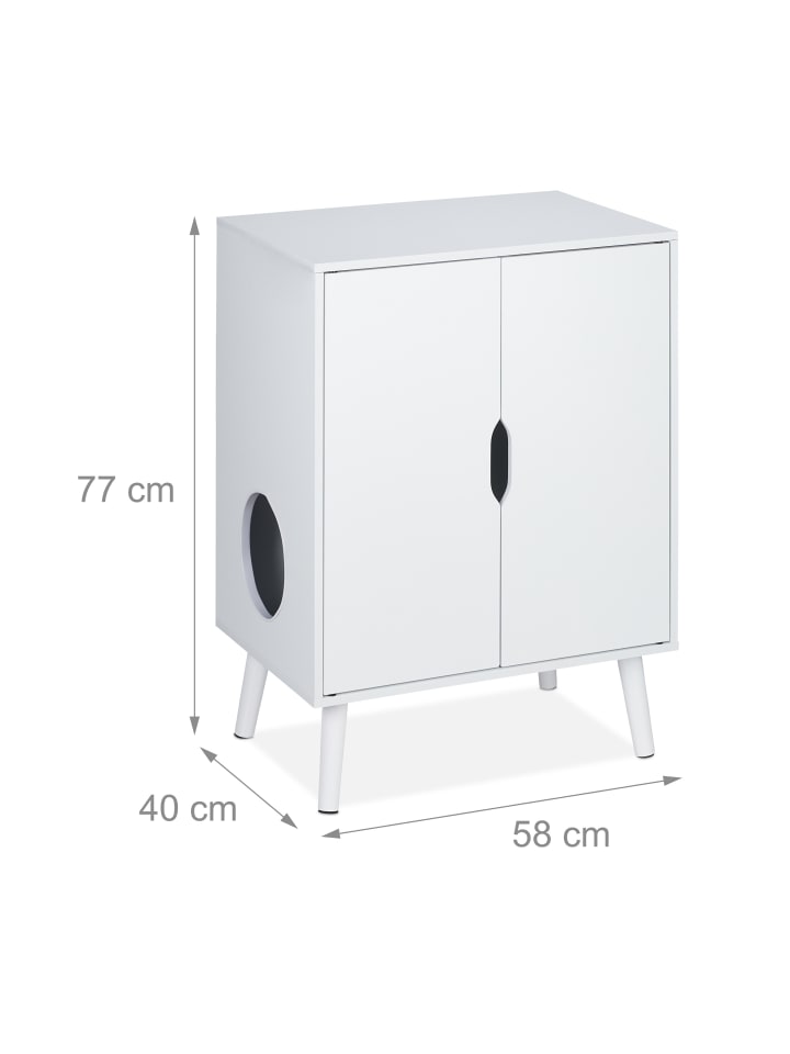 relaxdays Katzenschrank in Weiß - (B)58 x (H)77 x (T)40 cm günstig kaufen onesize