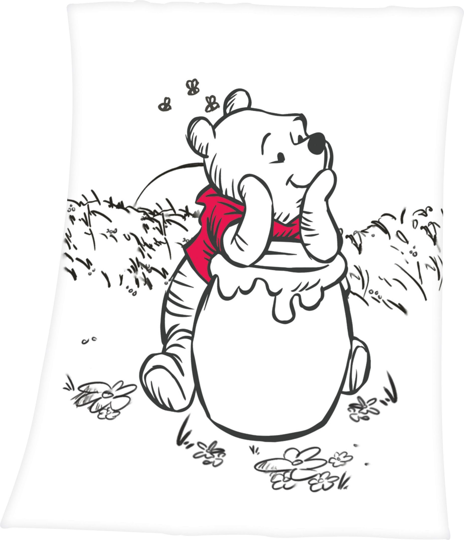 Babydecke Winnie Pooh, , mit liebevollem Winnie Pooh Motiv, Kuscheldecke