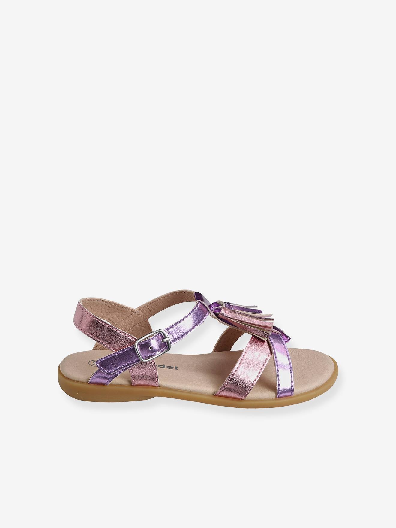 Sandales fantaisie pompons fille violet