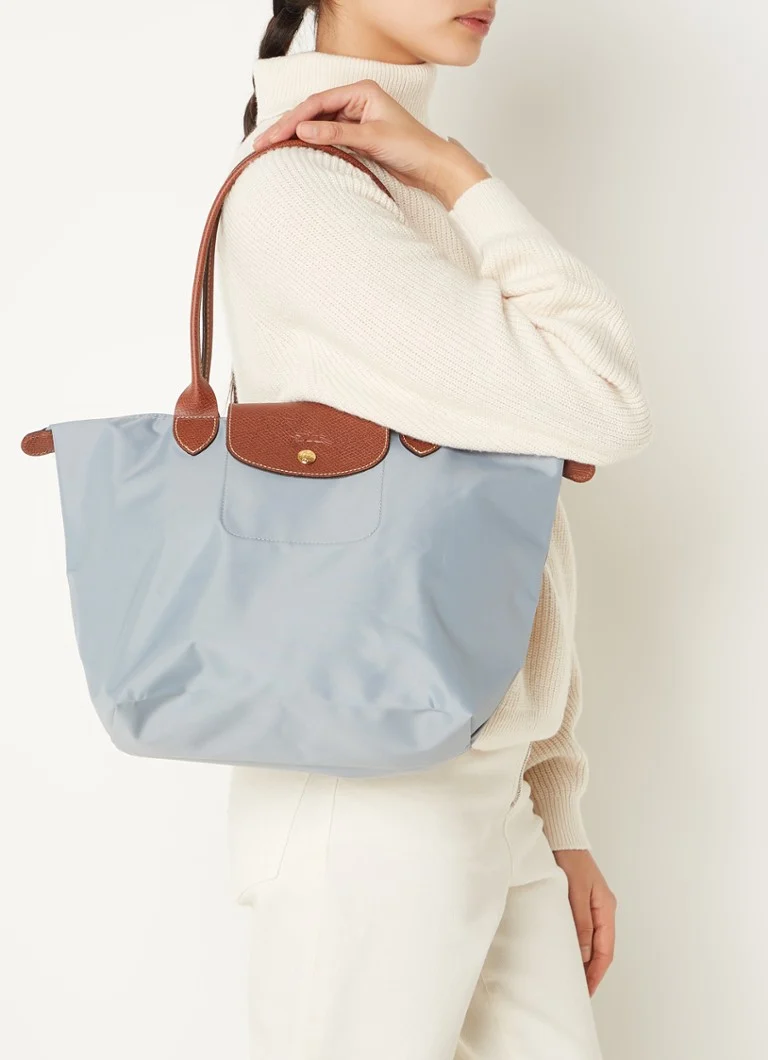 Geantă de umăr Longchamp Le Pliage Original M cu detalii din piele