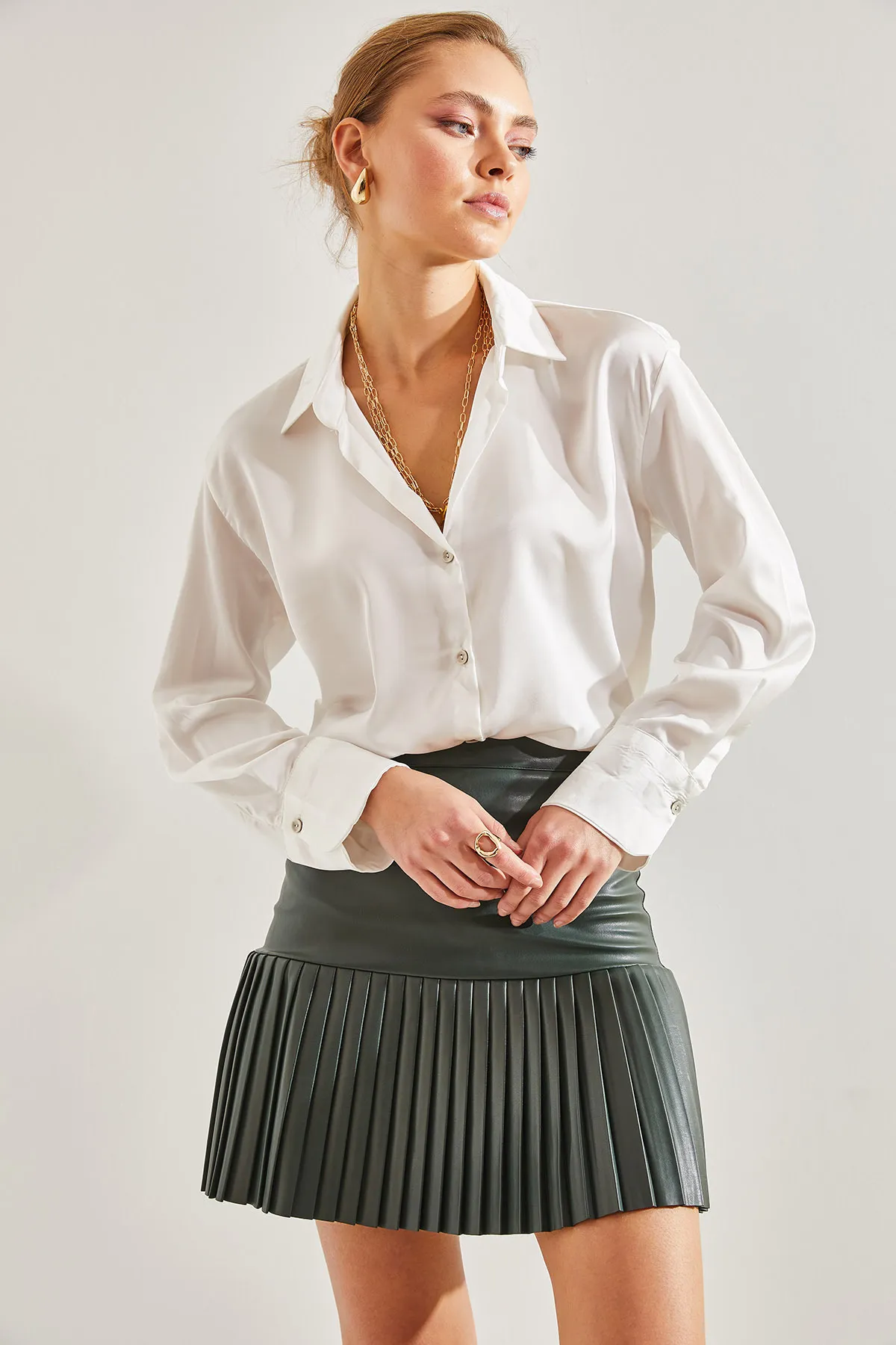 Bianco Lucci  Faltenrock aus Leder für Damen