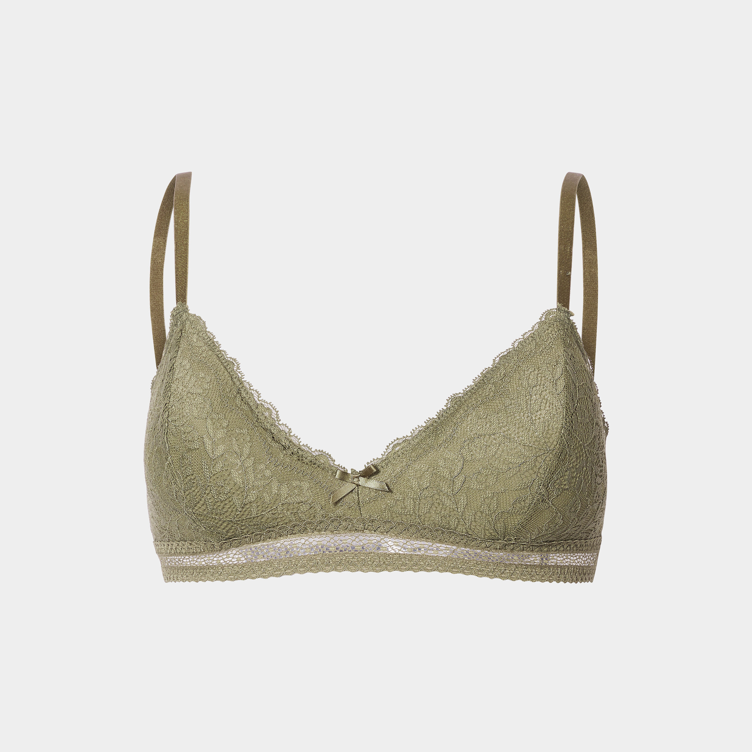 Soutien-gorge triangle micro dentelle vert kaki femme | La Halle