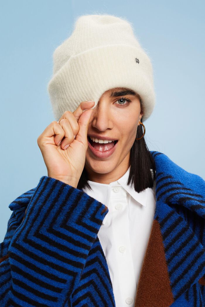 Gerippte Beanie aus Mohair-Wolle-Mix