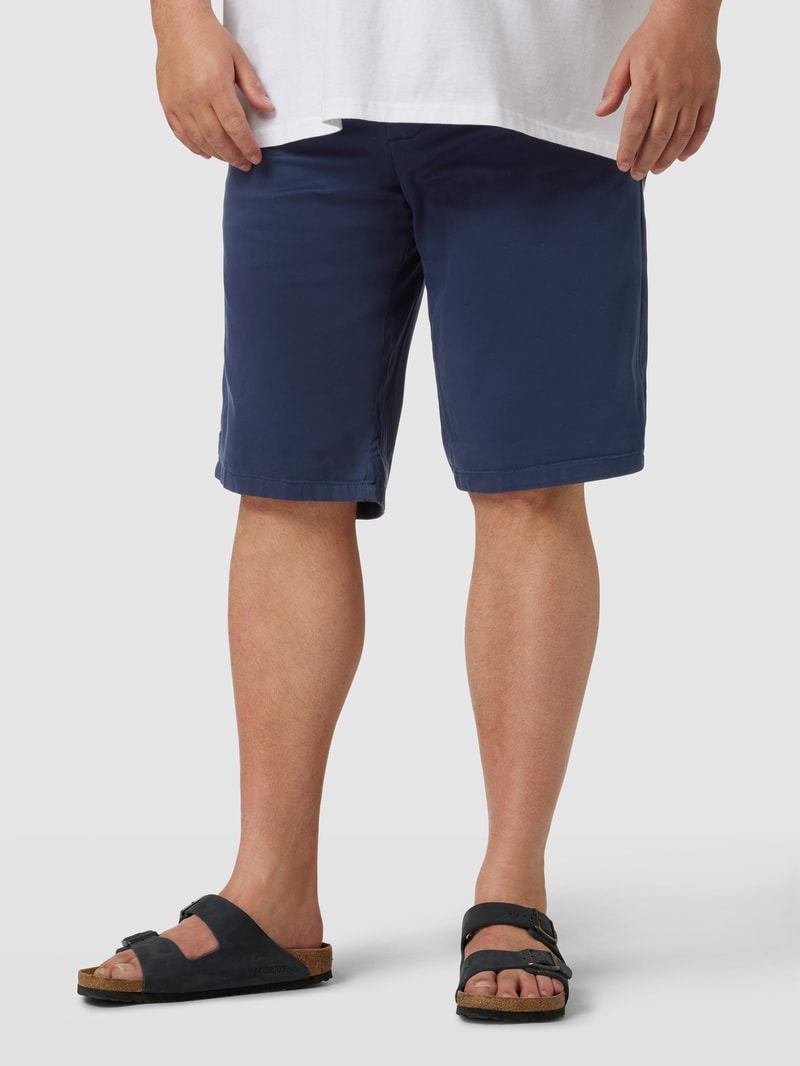 PLUS SIZE Chinoshorts mit fixierten Beinumschlägen Modell 'BOWIE' in dunkelblau