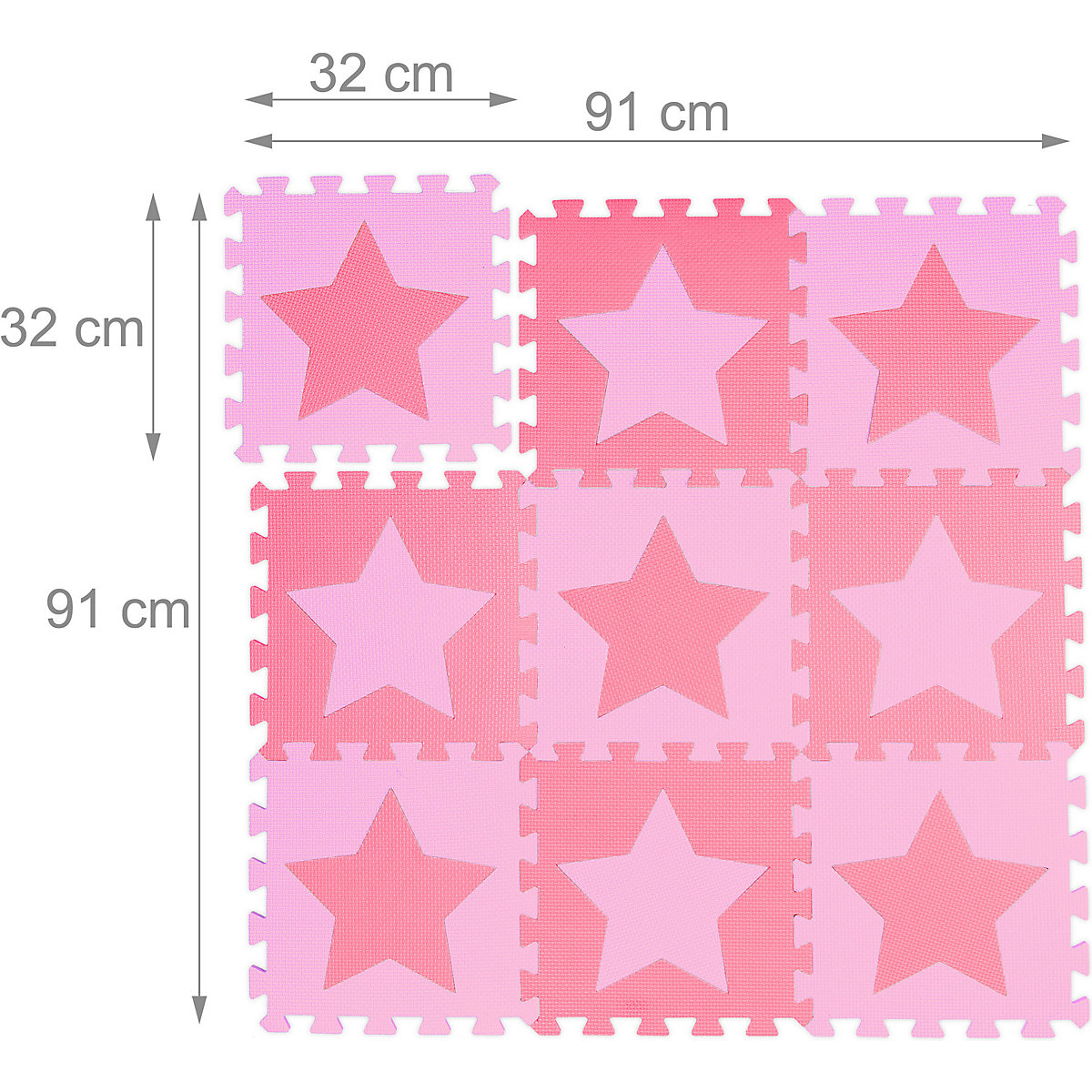 9 x Puzzlematte Sterne rosa-pink
