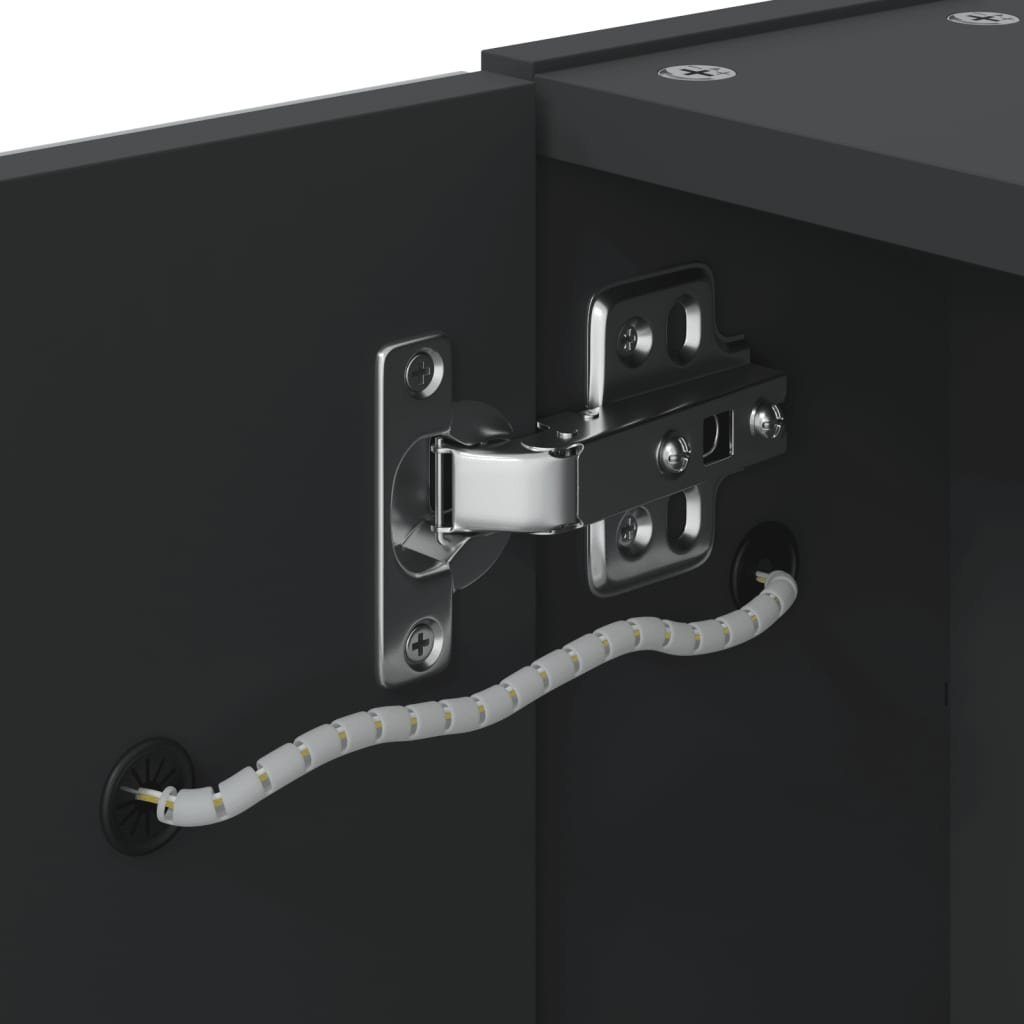 vidaXL Badezimmerspiegelschrank Spiegelschrank mit LED-Beleuchtung Schwarz 60x13x52 cm (1-St)