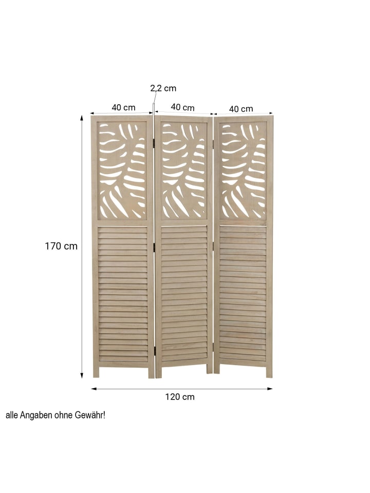Homestyle4u 3-tlg. Paravent in Braun 120x170 günstig kaufen onesize