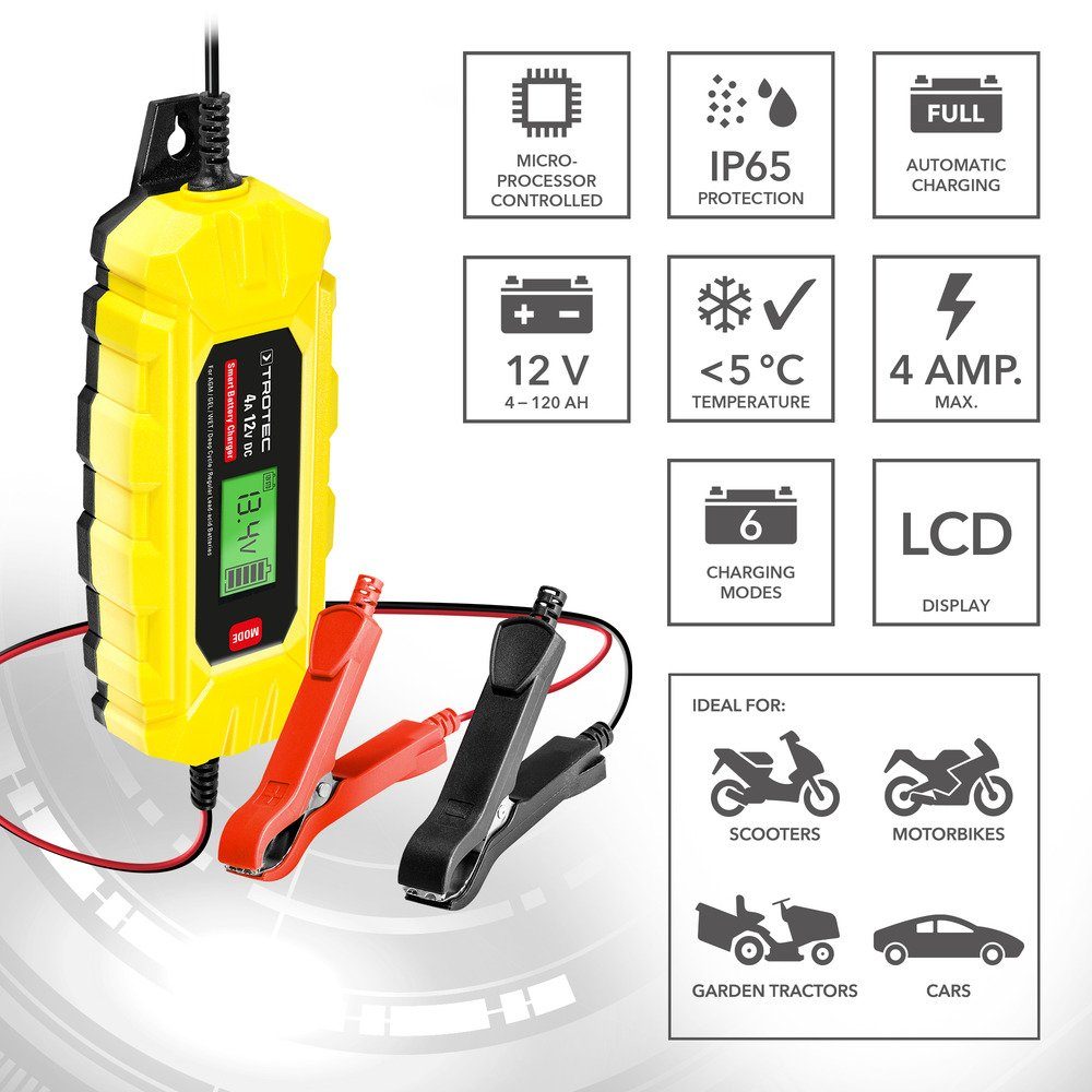 TROTEC PBCS 4A Autobatterie-Ladegerät (Winterlademodus)