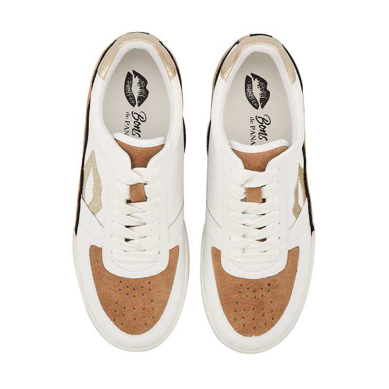Baskets en cuir Loulou blanc gold suede
