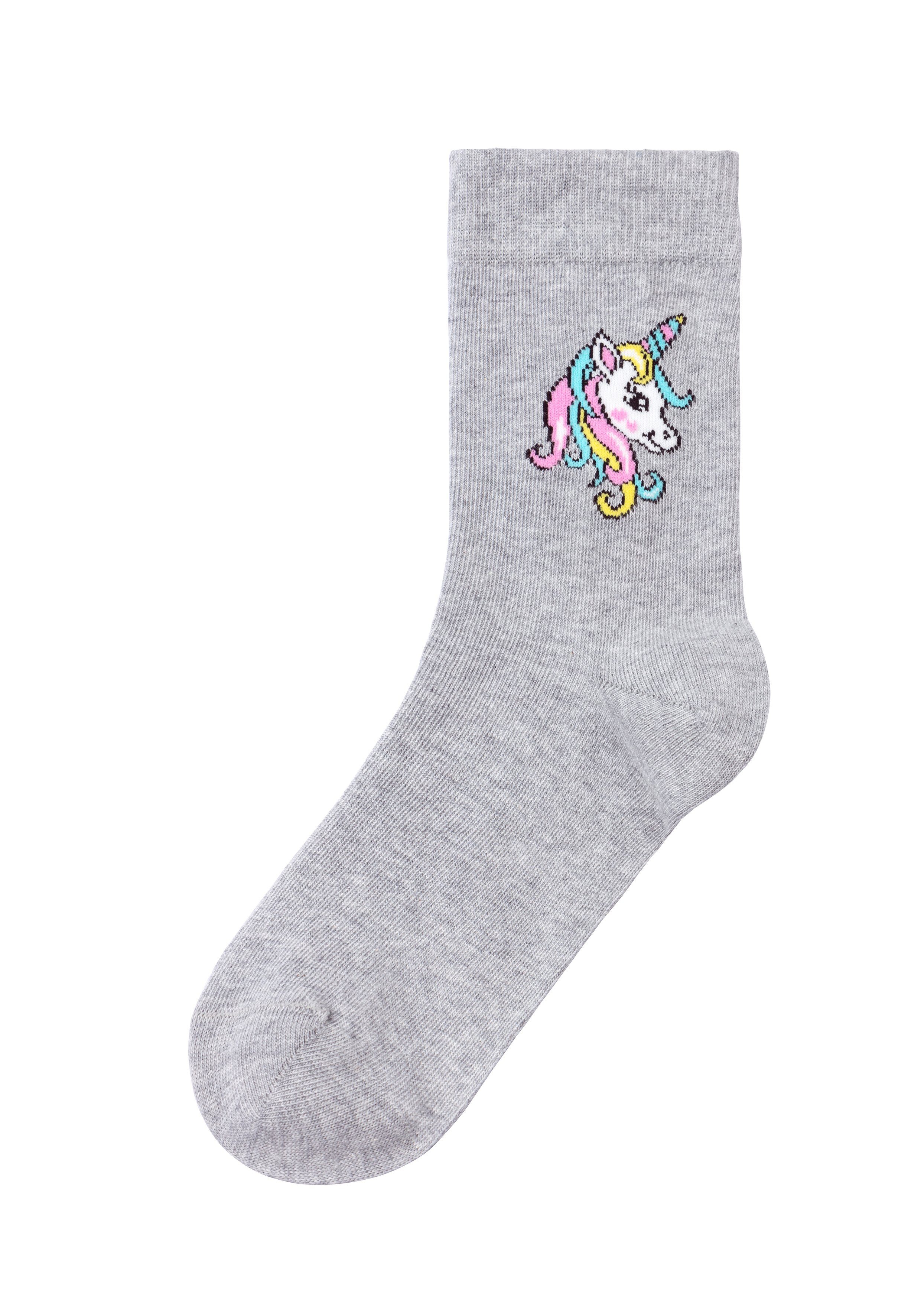 H.I.S Basicsocken (4-Paar) mit Einhorn Motiven