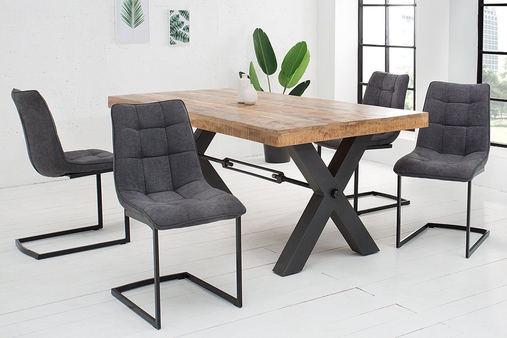 riess-ambiente Freischwinger MIAMI dunkelgrau / schwarz (Einzelartikel, 1 St), Esszimmer · Webstoff · Metall · Industrial