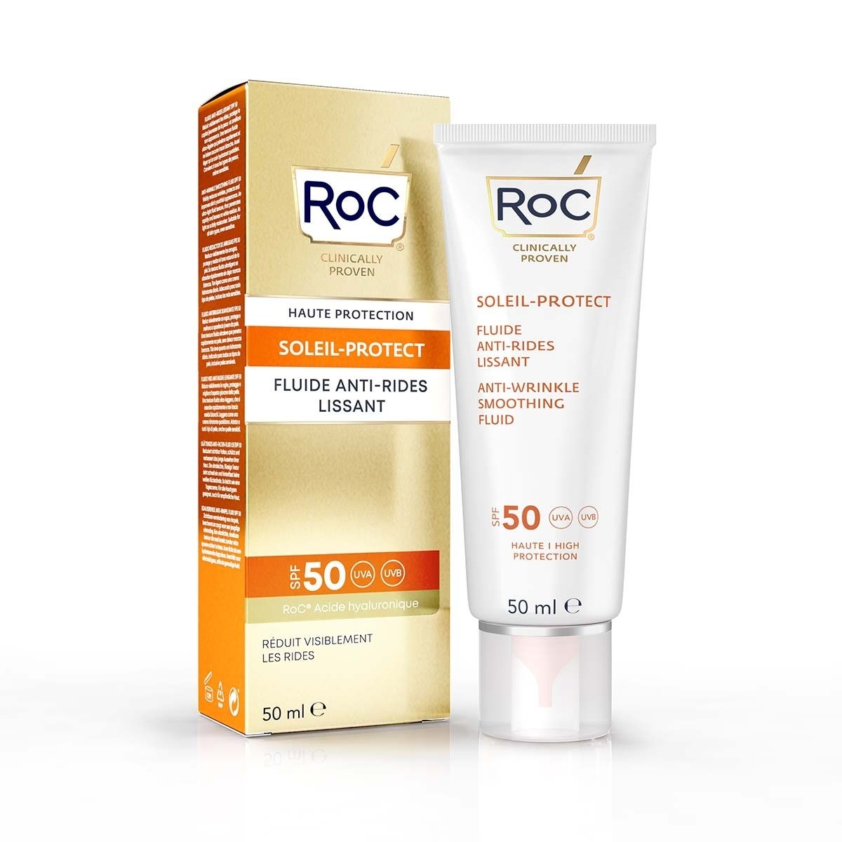 RoC RoC Soleil Protect pretnovecošanās izlīdzinošais sejas fluīds SPF50+ 50ml