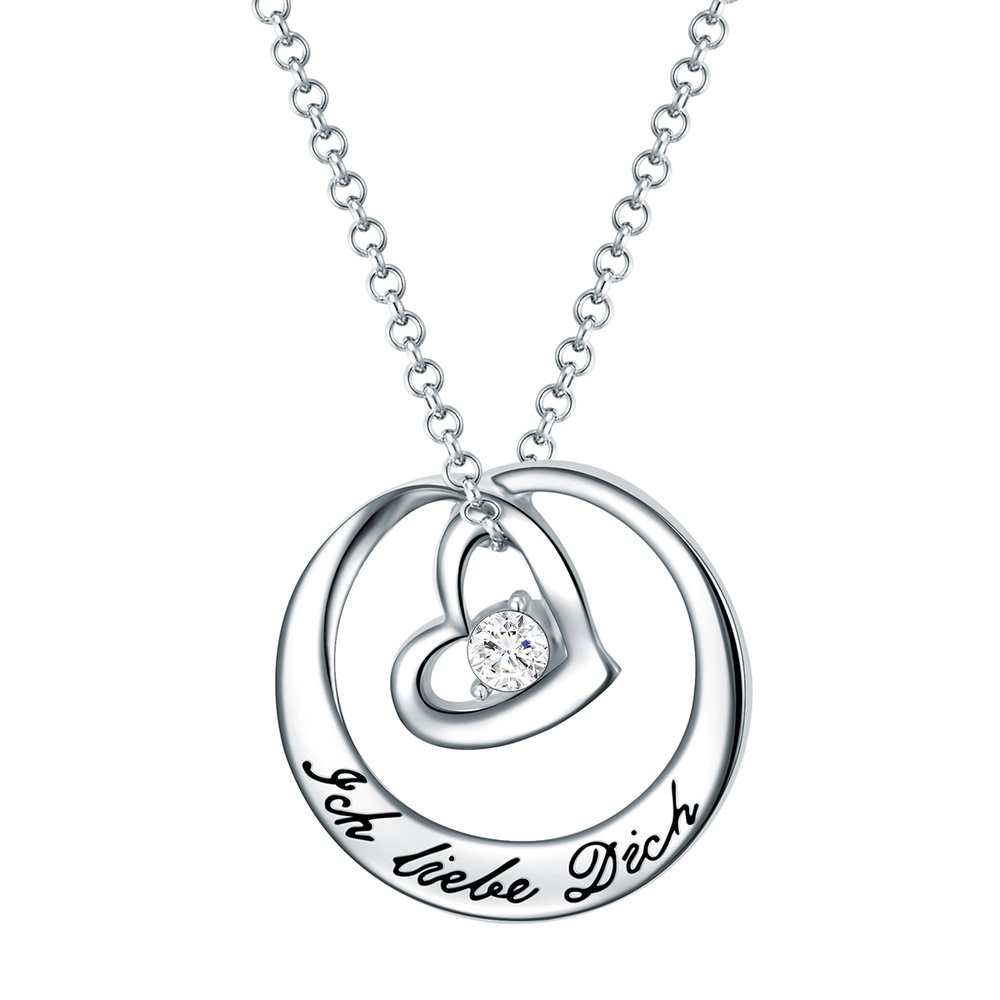 Rafaela Donata Collier tendance Coeur Laiton Verre Cristal en Argent collier