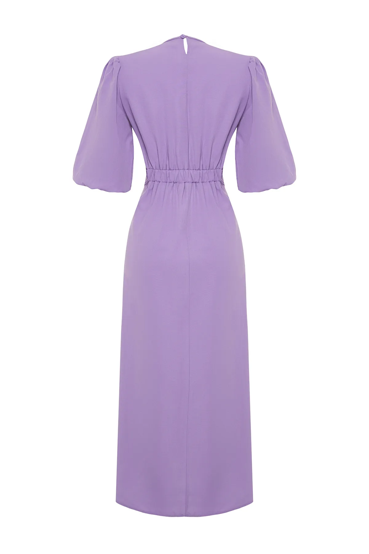 Trendyol Modest  Lilafarbenes gewebtes Baumwollkleid mit Ballonärmeln TCTSS24EB00005