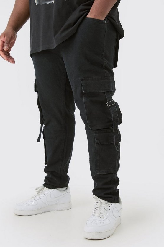 Plus Stretch Skinny Cargo-Jeans mit Taschen-Detail