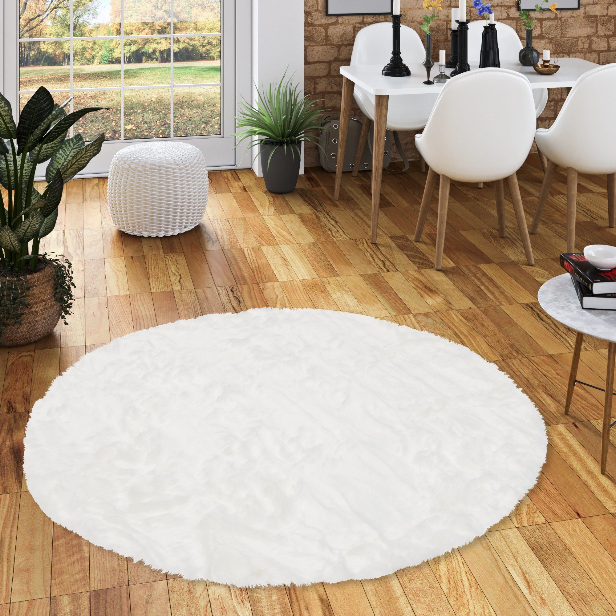 Fellteppich Luxus Super Soft Fellteppich Aspen Rund Meliert, Pergamon, Rund, Höhe: 50 mm