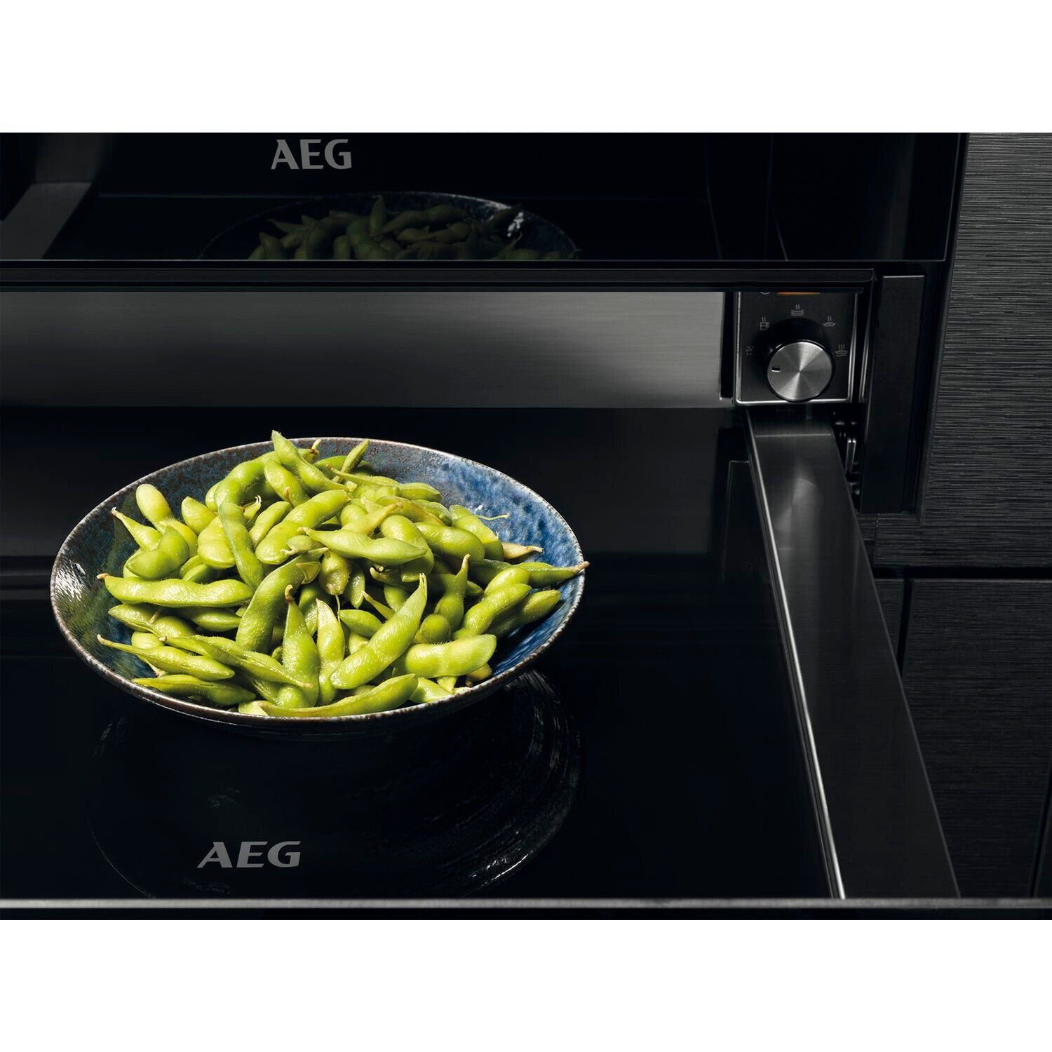 AEG Einbau-Wärmeschublade KDK911422M, Geschirrwärmer 6 MGD Edelstahl/Schwarzglas Softtip