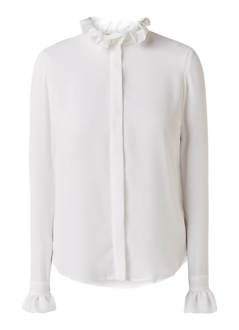 Camicetta Claudie Pierlot Colombe con colletto a balze e perle artificiali.