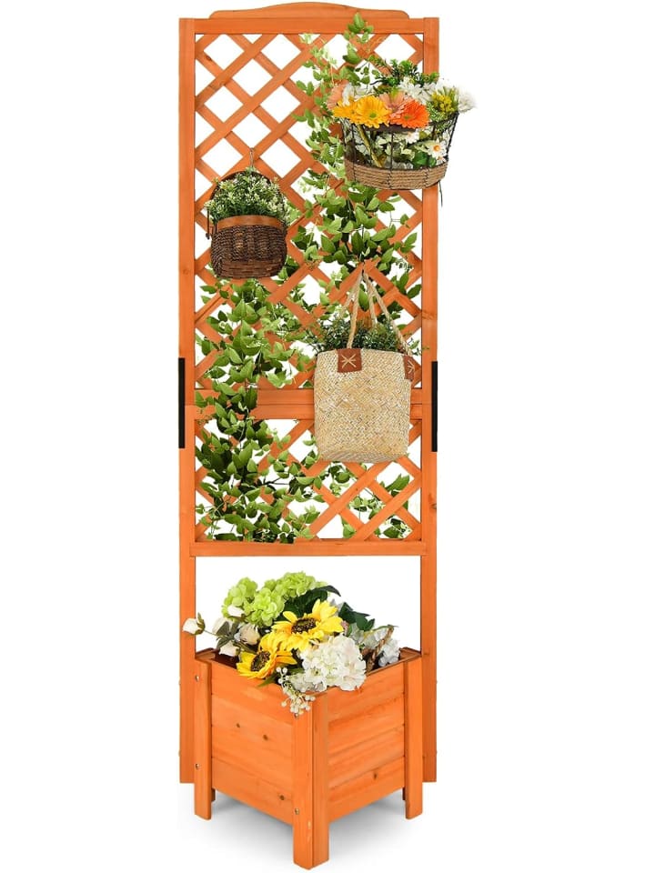 COSTWAY Blumenkasten mit Rankgitter in Orange günstig kaufen onesize